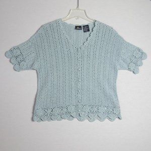 Vintage Lizsport Hand Crocheted Crop Sweater